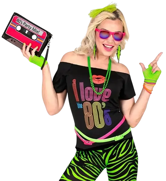 80s kostuum accessoires set in neon groen