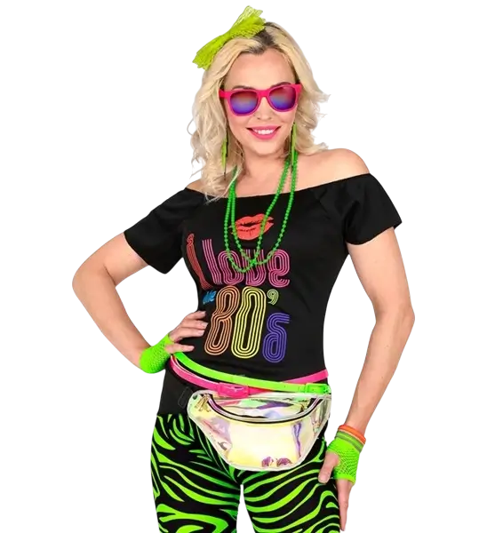 80s kostuum accessoires set in neon groen