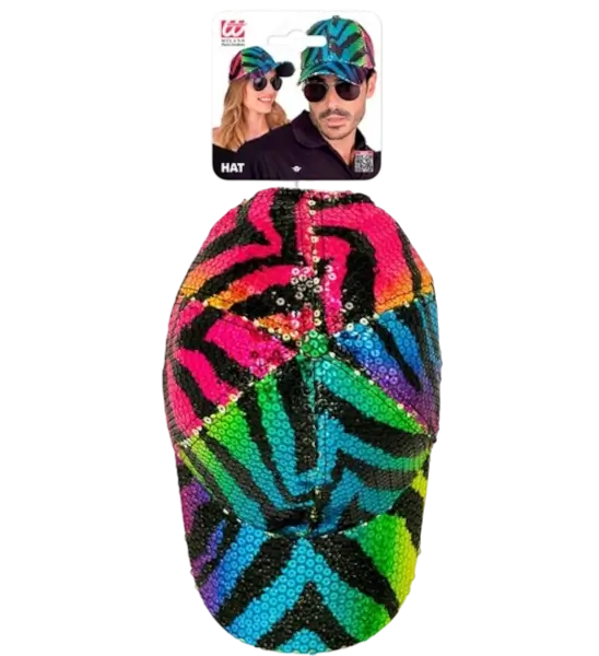 Paillettenmuts, veelkleurig tijgermotief