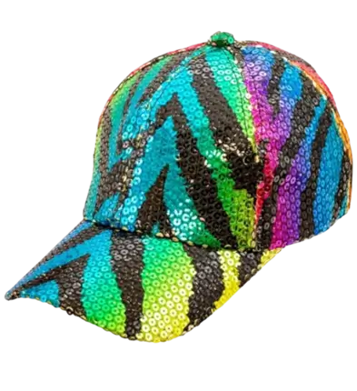 Paillettenmuts, veelkleurig tijgermotief