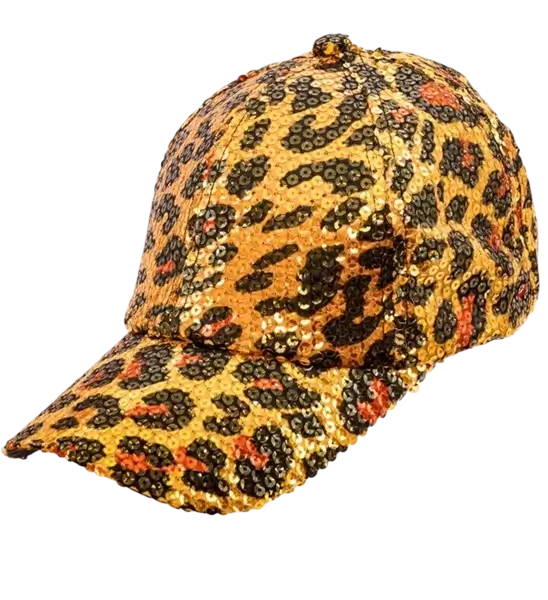 Paillettenmuts, oranje luipaardprint