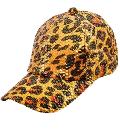 Paillettenmuts, oranje luipaardprint
