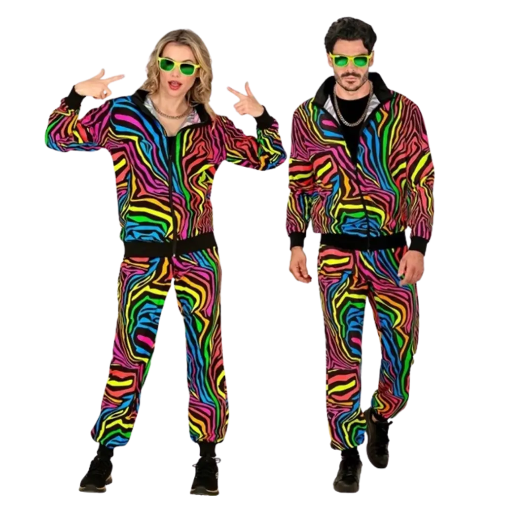 Fluorescerend regenboog trainingspak - XL