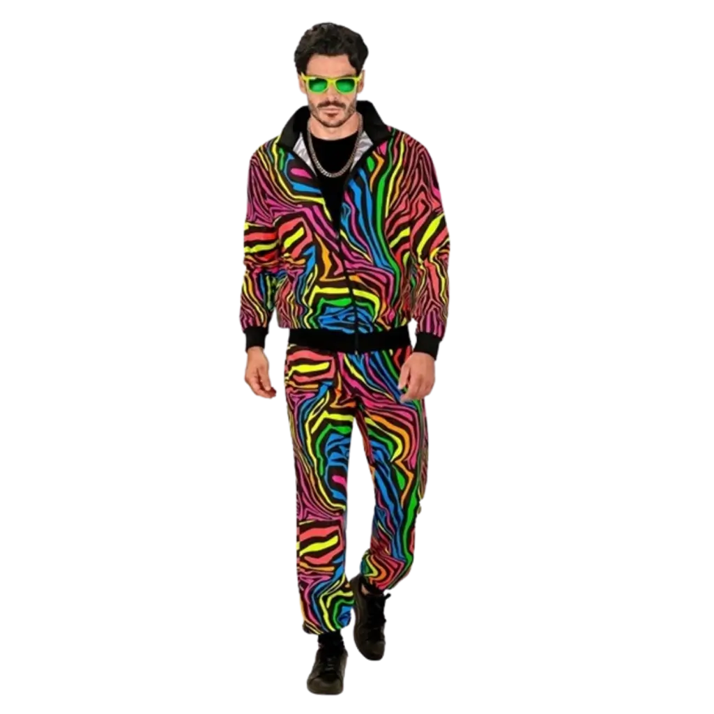 Fluorescerend regenboog trainingspak - XL