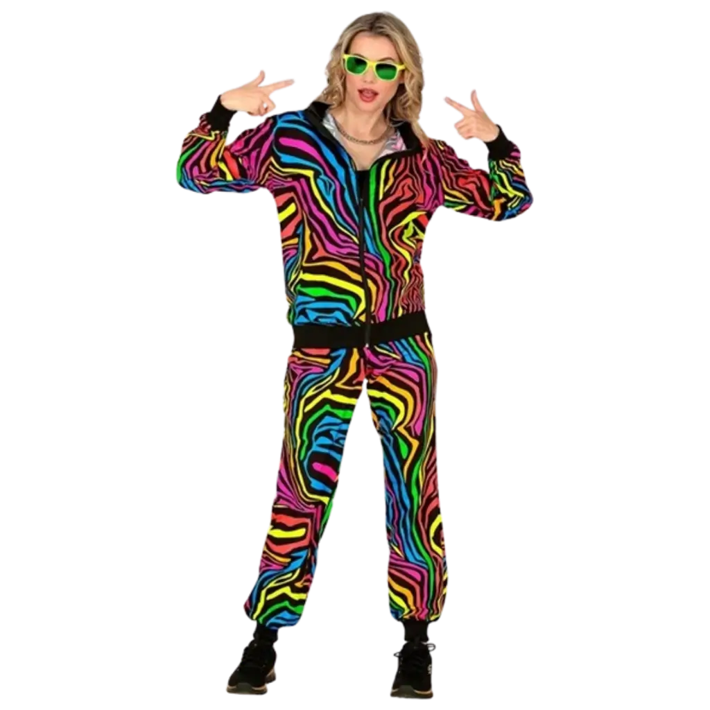 Fluorescerend regenboog trainingspak - XL