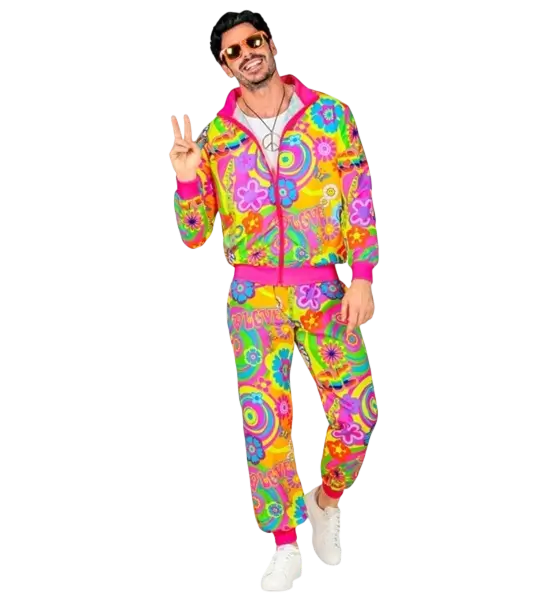 Hippie groovy liefde fluo jumpsuit - S