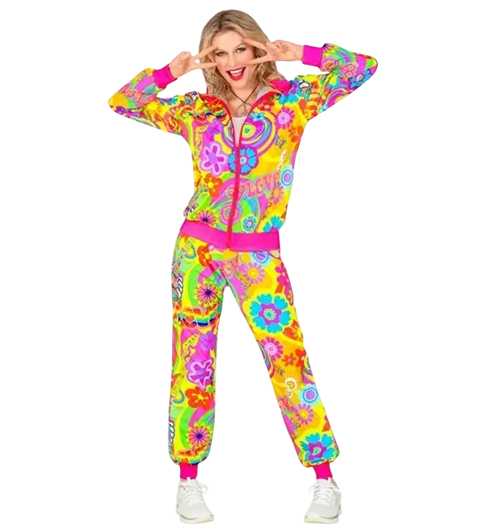 Hippie groovy liefde fluo jumpsuit - L
