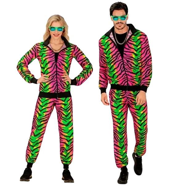 Fluorescerende zebra jumpsuit - L