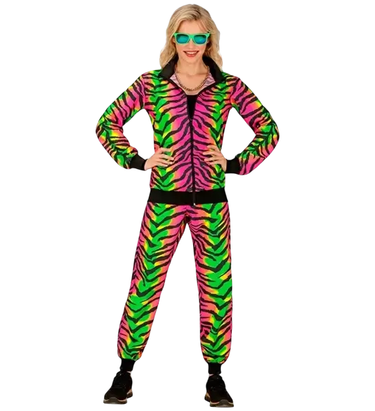 Fluorescerende zebra jumpsuit - L
