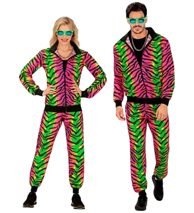 Fluorescerende zebra jumpsuit - L