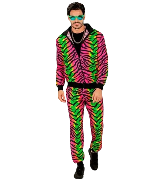 Fluorescerende zebra jumpsuit - XL