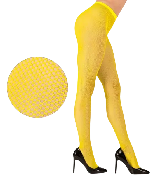 Gele fluorescerende visnet panty