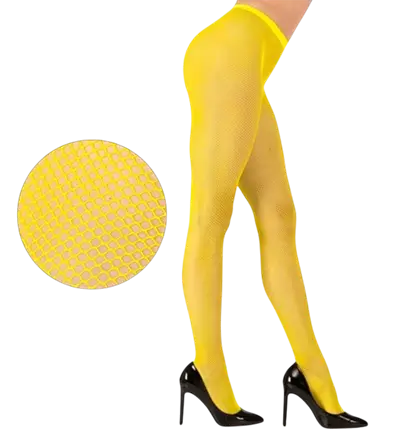 Gele fluorescerende visnet panty