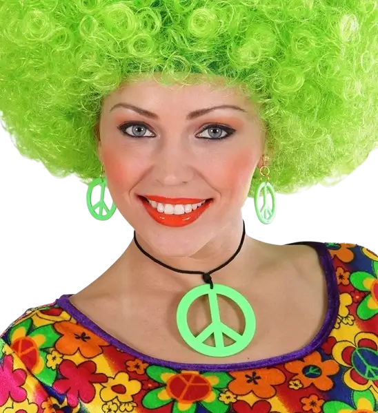 Fluorescerend groene hippie oorbellen & ketting