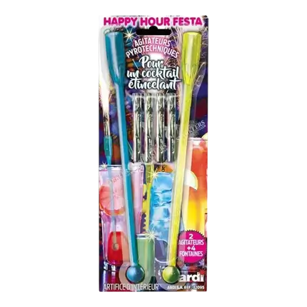 Set van 2 pyrotechnische roerstaafjes + 4 fonteinen