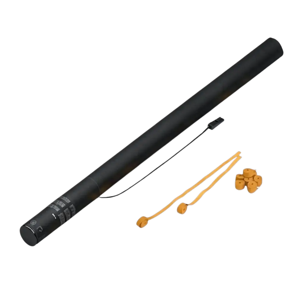 Streamer Oranje elektrisch confetti pistool 80 cm