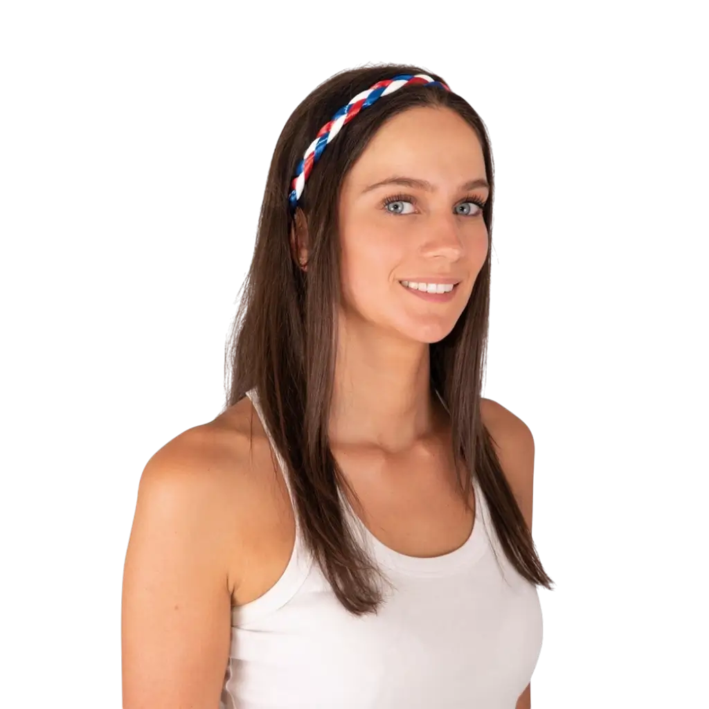 Gevlochten hoofdband - blauw, wit, rood - Supporter Frankrijk