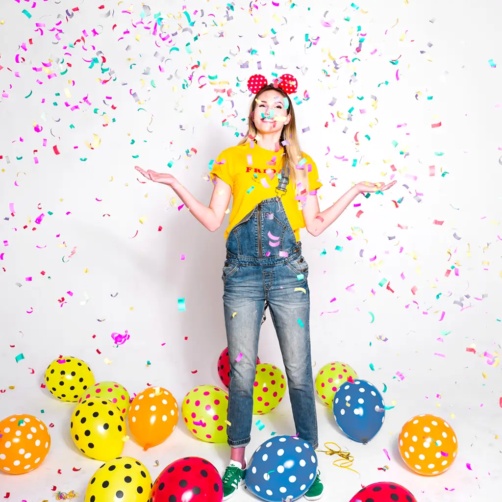 Set van 6 confettikanonnen van 80 cm, veelkleurig