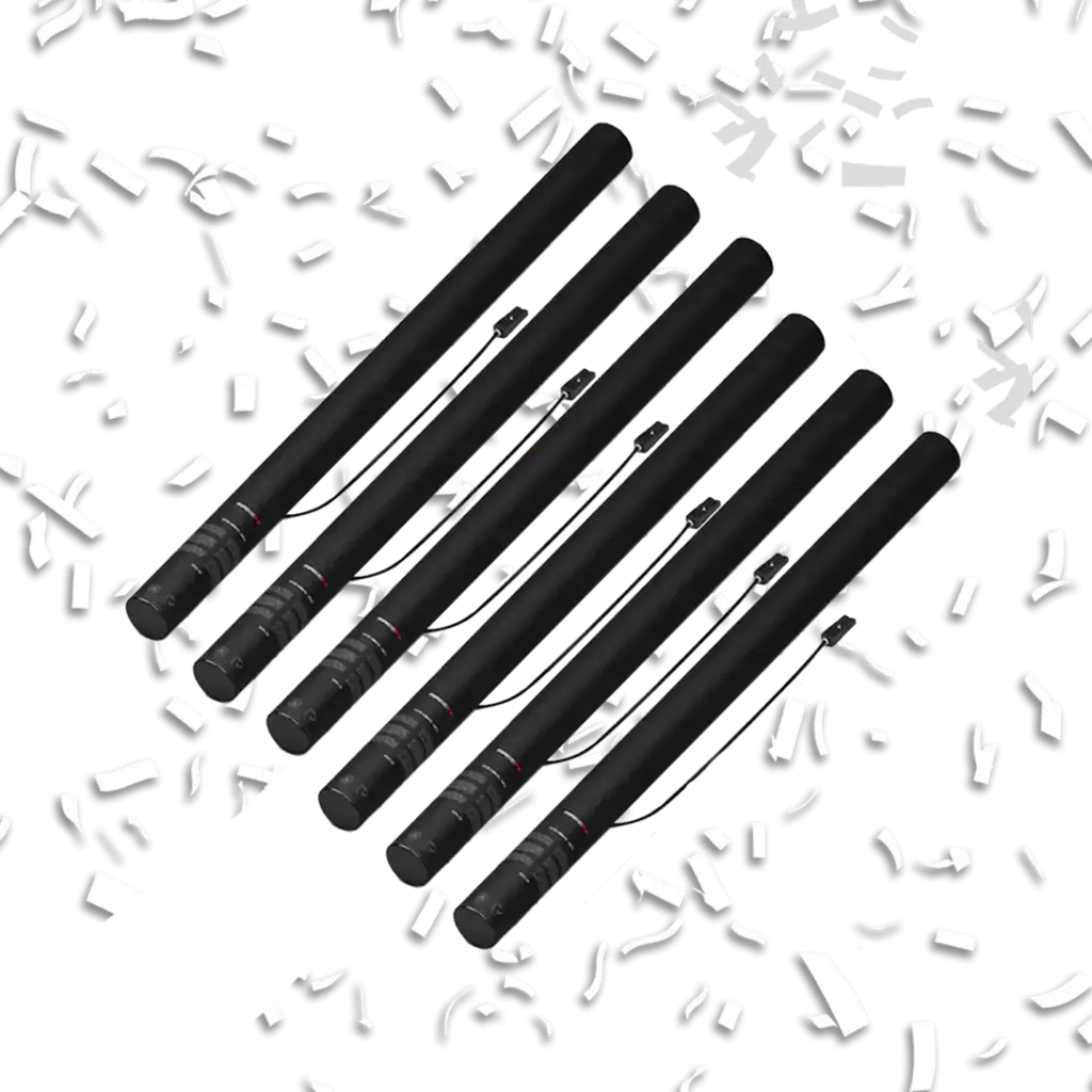 Set van 6 elektrische confettikanonnen van 80 cm - Wit