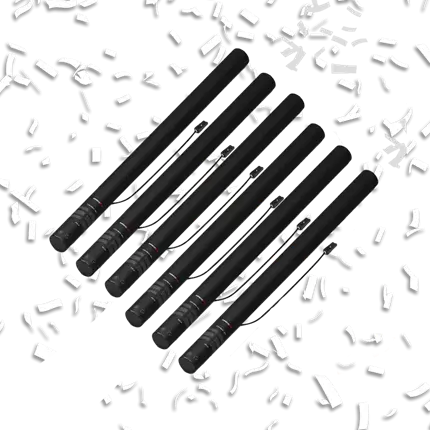 Set van 6 elektrische confettikanonnen van 80 cm - Wit