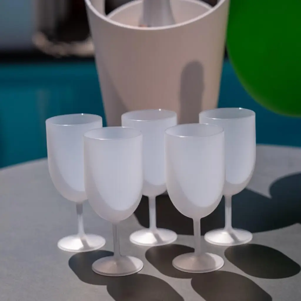 Set van 50 Ecocup-wijnglazen met matglazuur-effect, 12 cl (18 cl tot de rand), herbruikbaar – Geschikt voor wijn, proeverijen en aperitief