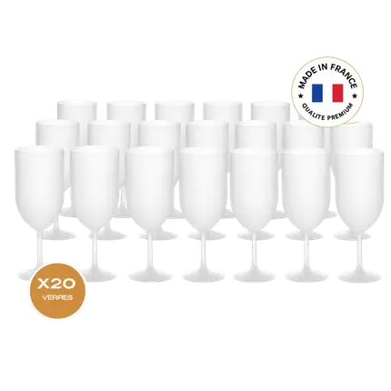 Set van 20 Ecocup-wijnglazen met matglazuur-effect, 12 cl (18 cl tot de rand), herbruikbaar – Geschikt voor wijn, proeverijen en aperitieven