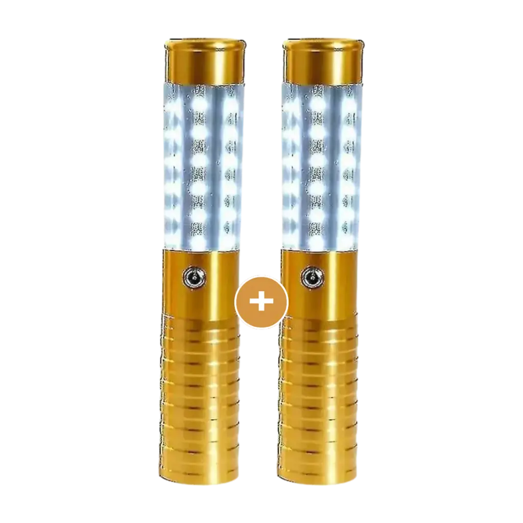 Set van 2 VIP-LED-FLESSTOKKEN in goud