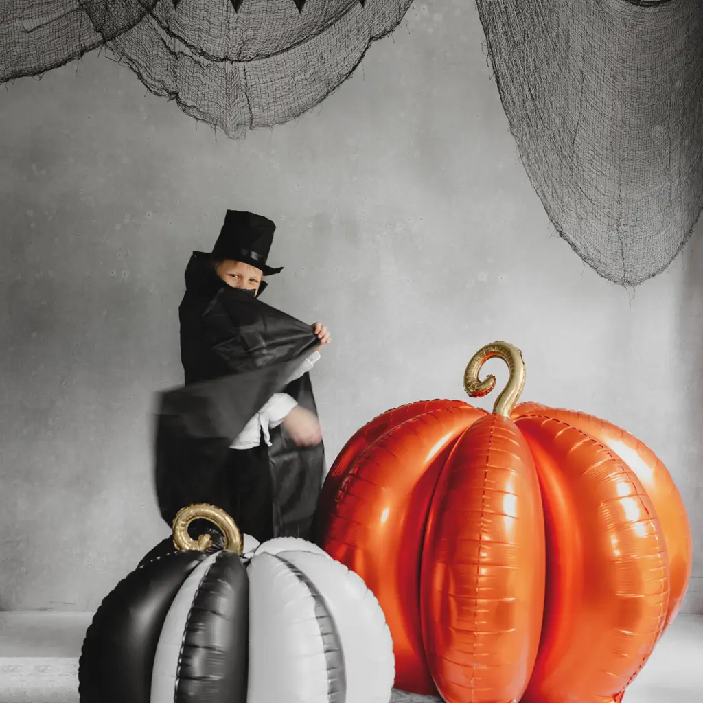Reusachtige 3D-aluminium pompoenballon 90 x 90 cm – Halloween-decoratie