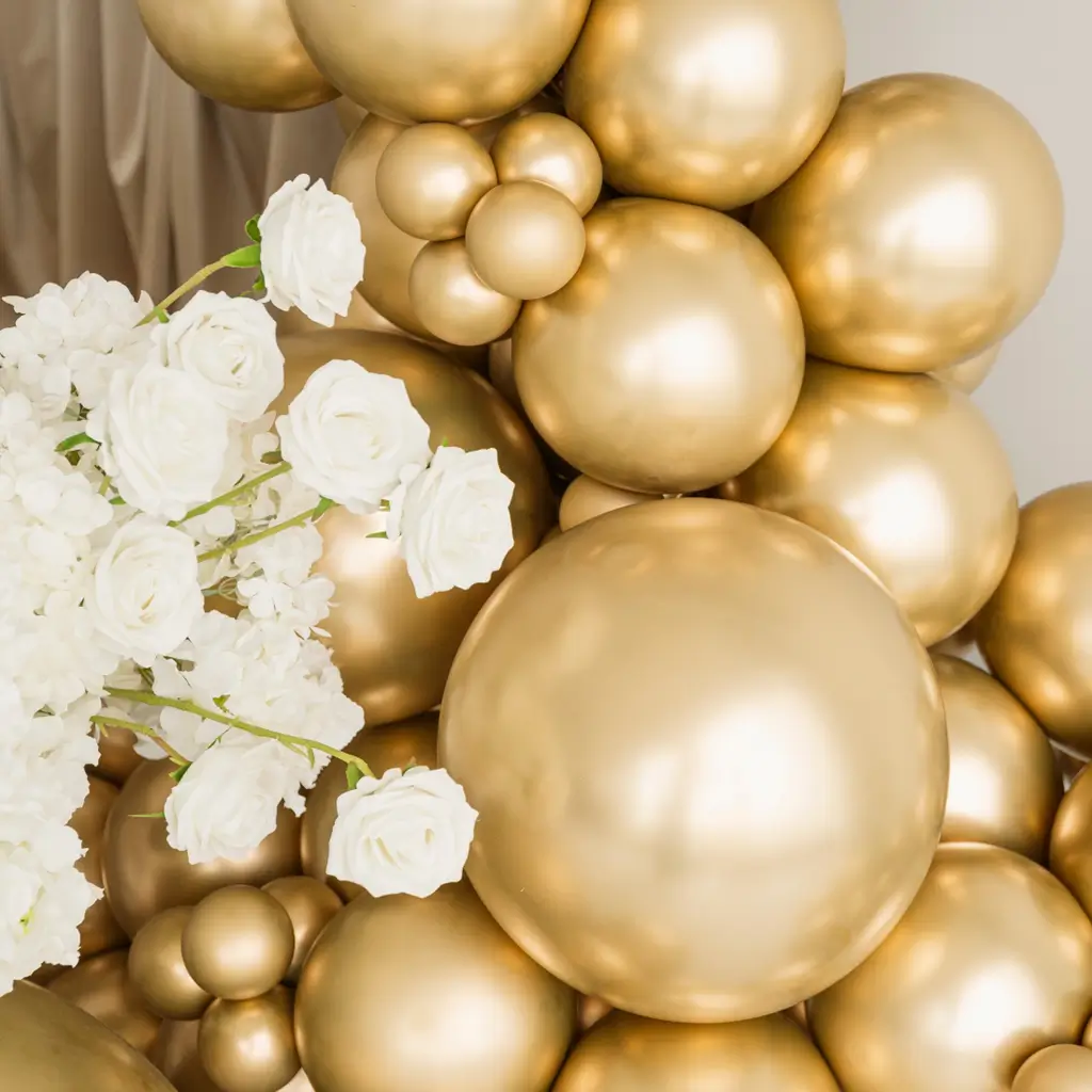 Reusachtige glanzend gouden metalen ballon Ø 100 cm