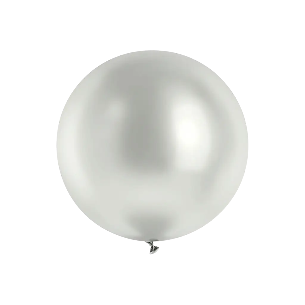 Reusachtige glanzend zilveren metalen ballon, Ø 100 cm