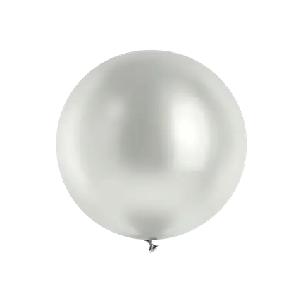 Reusachtige glanzend zilveren metalen ballon, Ø 100 cm