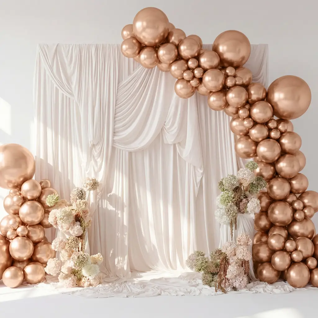 Set van 10 glanzende metallic ballonnen in roségoud