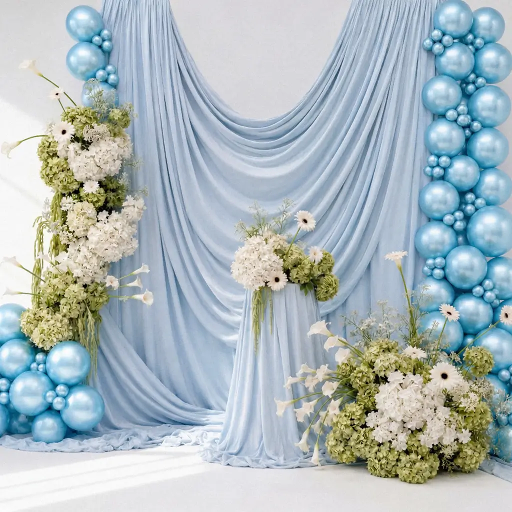Set van 50 glanzende blauwe metallic ballonnen, Ø 12 cm