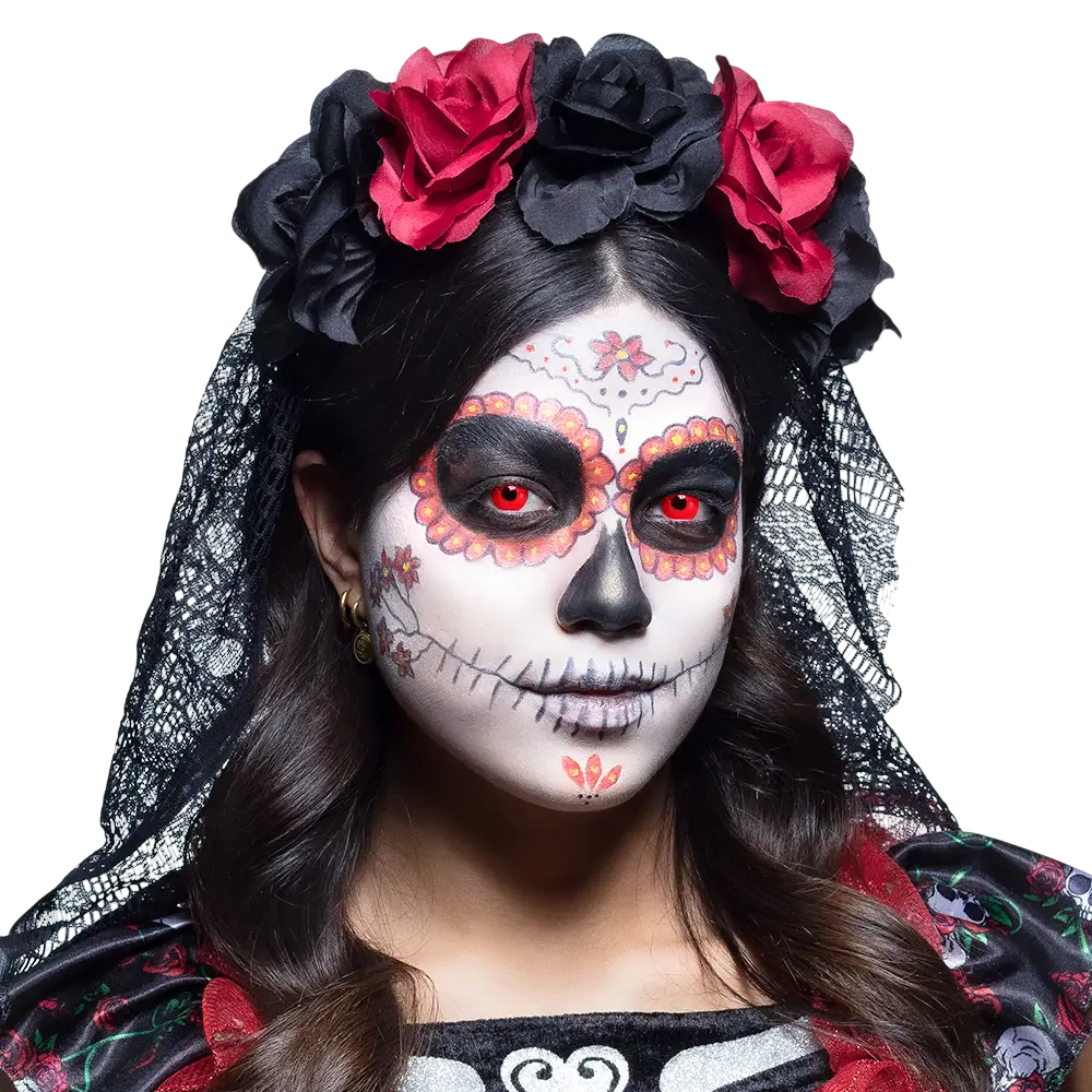 Rode fluorescerende lenzen – Halloween-lenzen