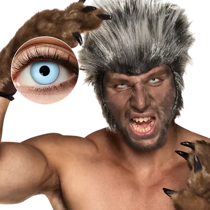 Blauwe weerwolf-contactlenzen – Halloween-contactlenzen