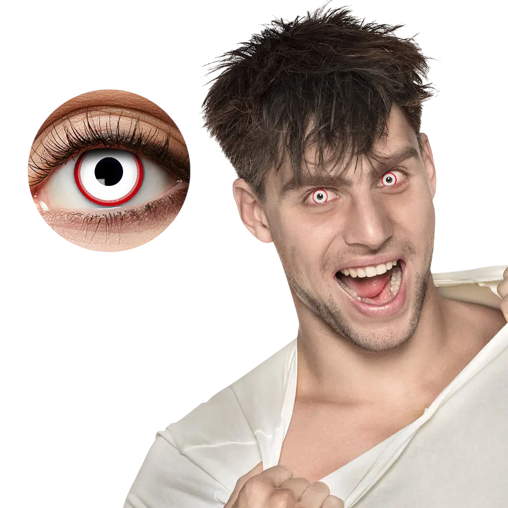 Witte contactlenzen met rode rand – Zombie – Halloween-contactlenzen