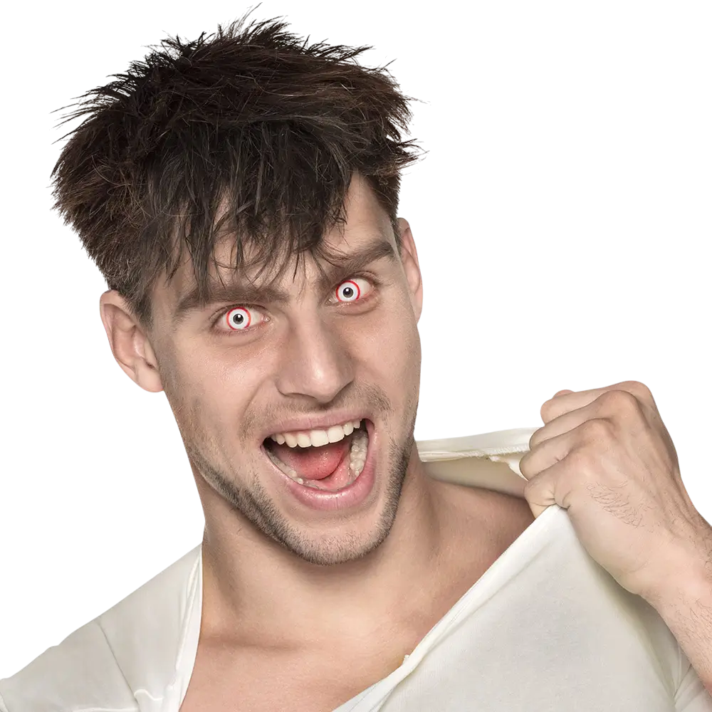 Witte contactlenzen met rode rand – Zombie – Halloween-contactlenzen