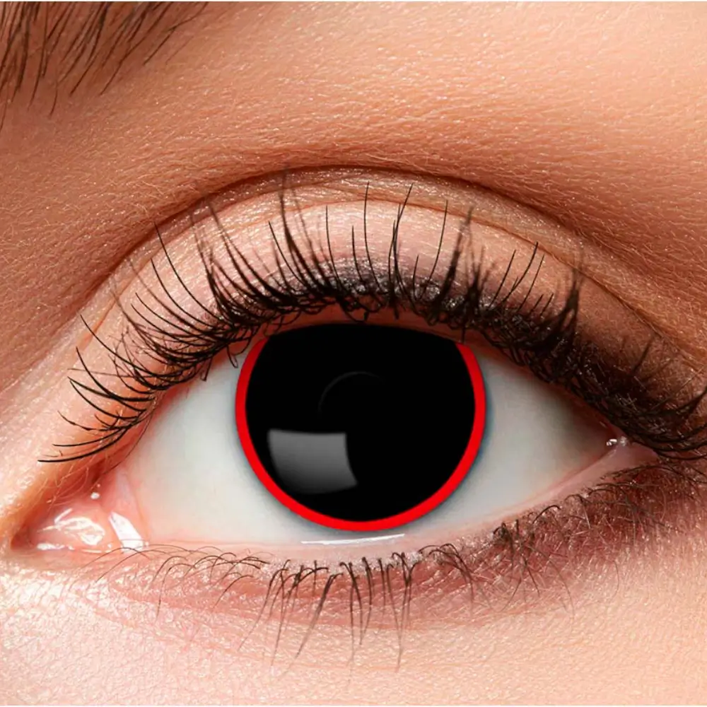 Zwarte contactlenzen met rode rand ‘Demon’ – Halloween-contactlenzen