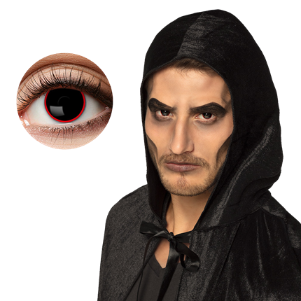 Zwarte contactlenzen met rode rand ‘Demon’ – Halloween-contactlenzen