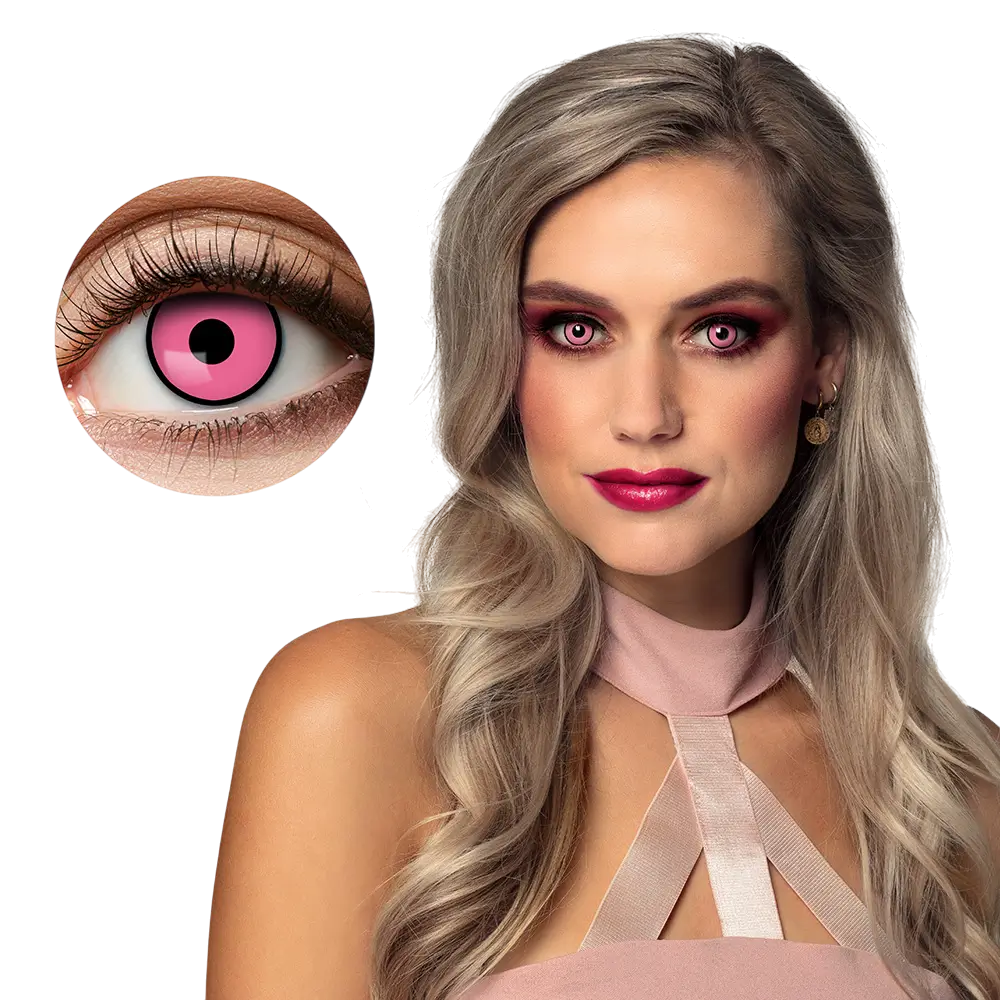 Roze contactlenzen met zwarte rand ‘Femme Fatale’ – Fantasie-contactlenzen