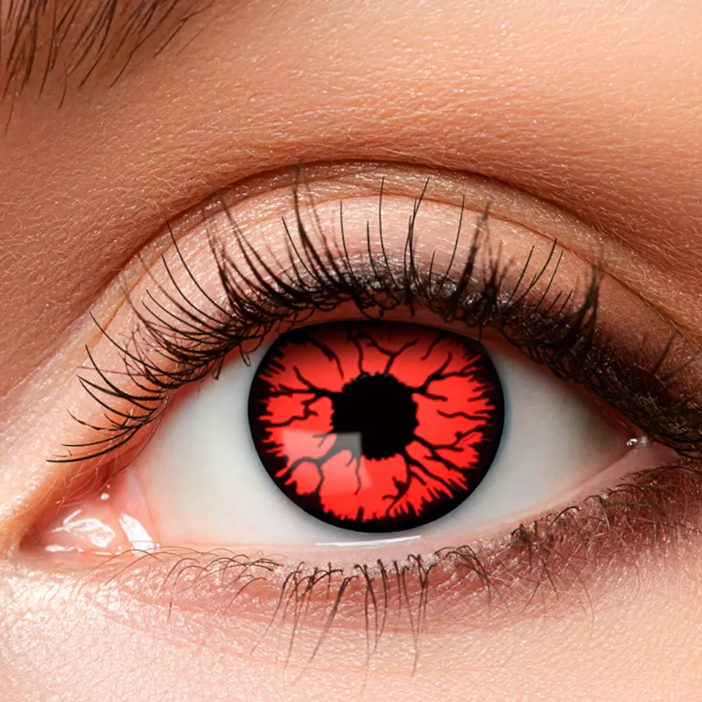 Rode, gebarsten contactlenzen – Zombie, Demon – Halloween-contactlenzen