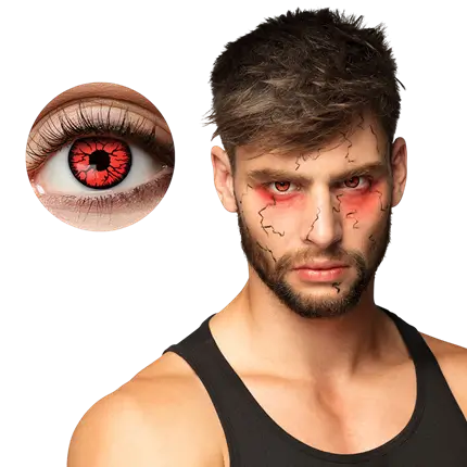 Rode, gebarsten contactlenzen – Zombie, Demon – Halloween-contactlenzen