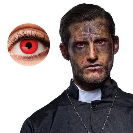 Contactlenzen met rode ogen en zwarte pupil – Duivelse Halloween-contactlenzen