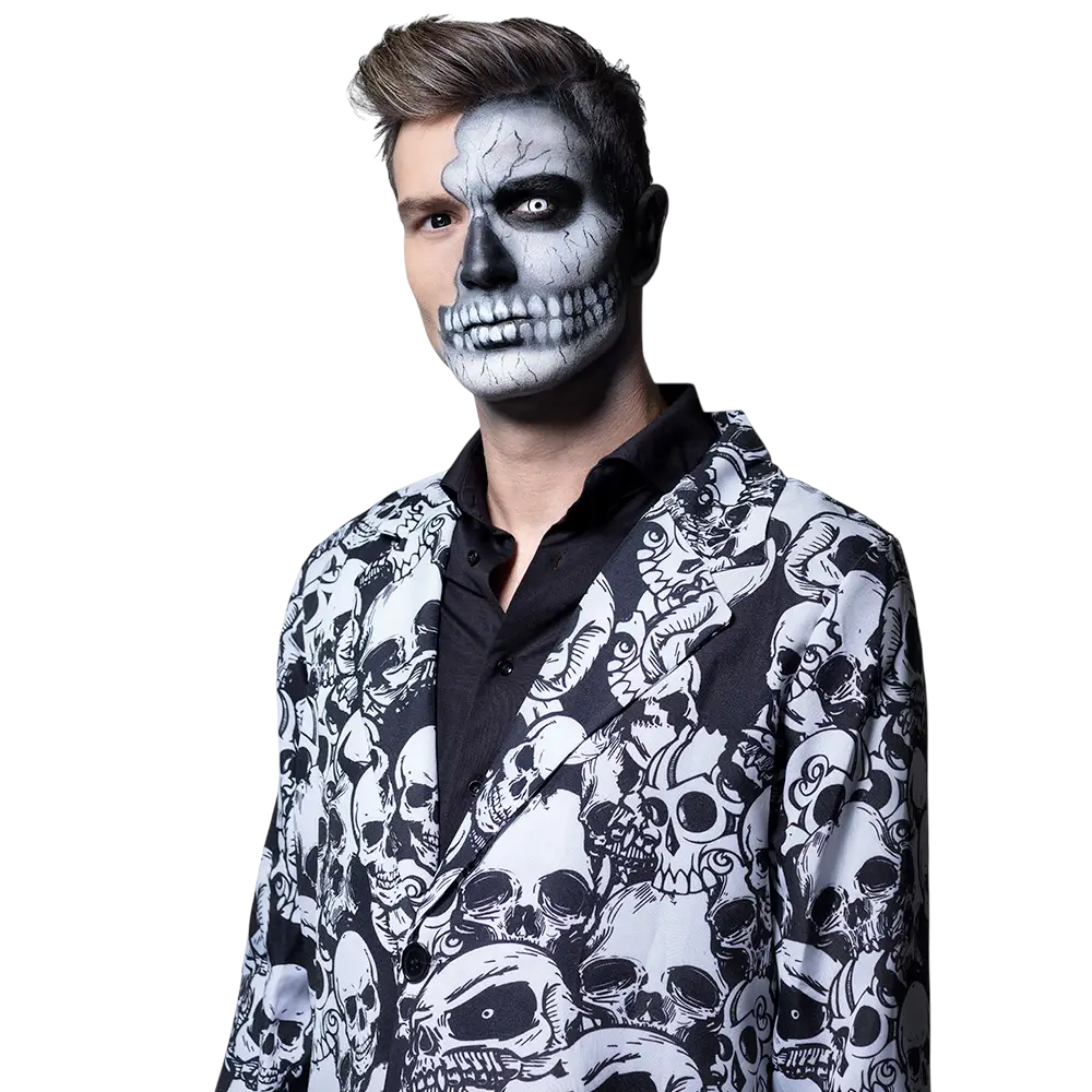 Zwart-witte Skullface-contactlenzen – Halloween-contactlenzen