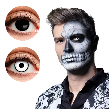 Zwart-witte Skullface-contactlenzen – Halloween-contactlenzen