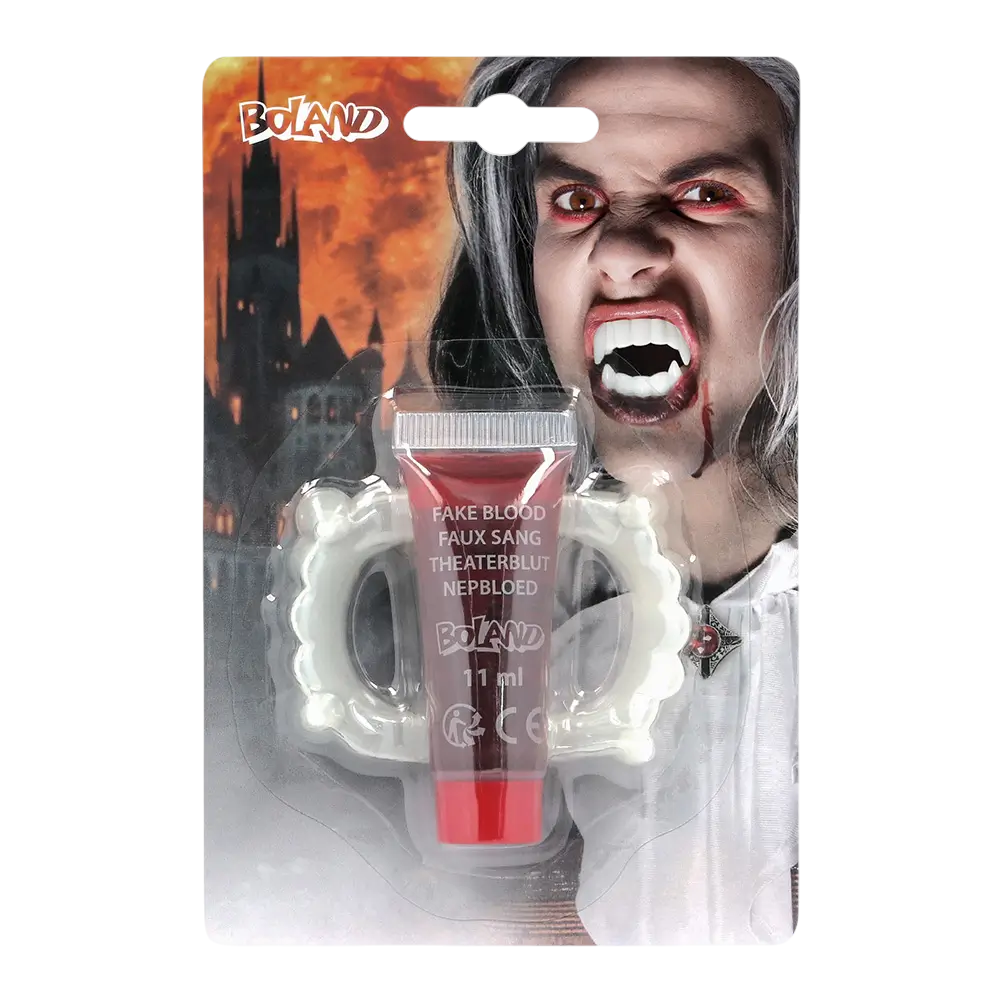 Vampierset – Vampiertanden en nepbloed 11 ml