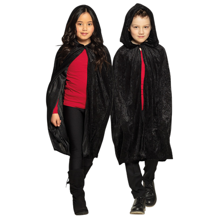 Zwarte cape voor kinderen 115 cm – Halloween-kostuum