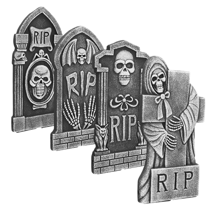 Set van 4 grafstenen met ‘RIP’ 41 x 20 cm – Halloween-decoratie