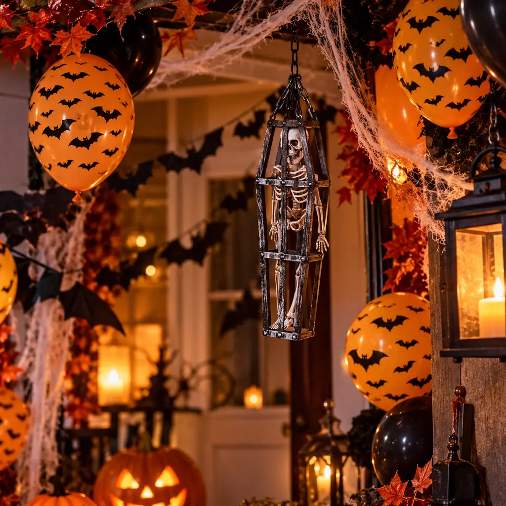 Hangend skelet in kooi, 50 cm – Halloween-decoratie