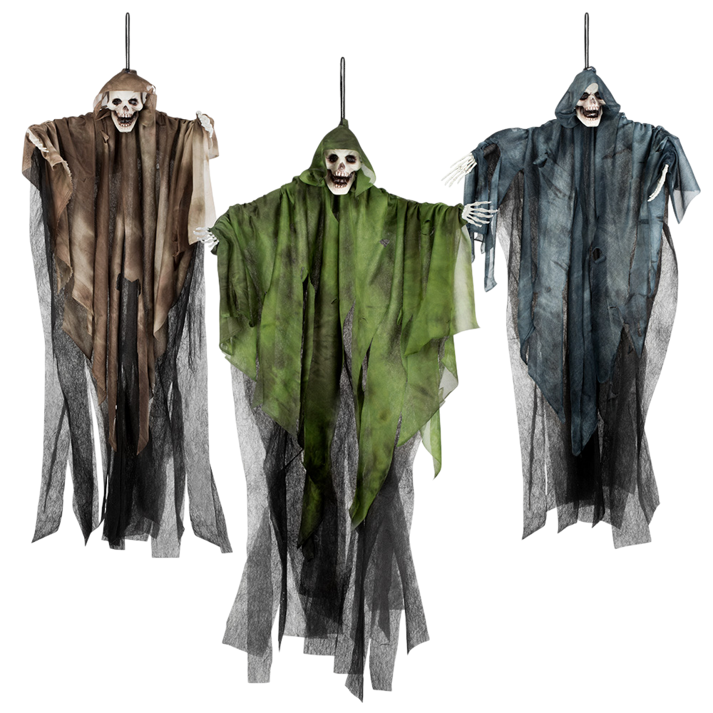 Hangend spook met doodskop, 65 cm – Halloween-decoratie